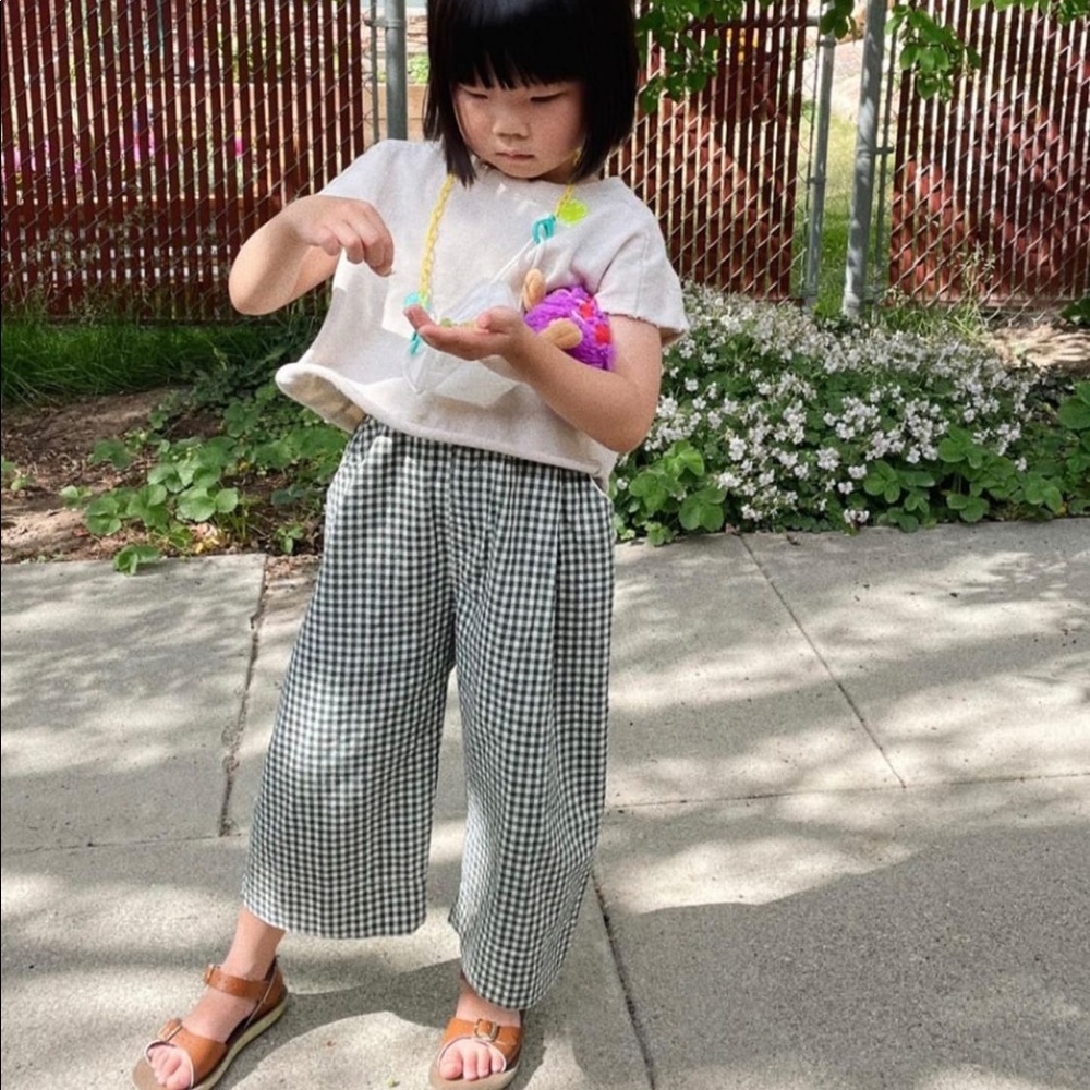 NWT Pepper kids green gingham pants. Size 5/6.